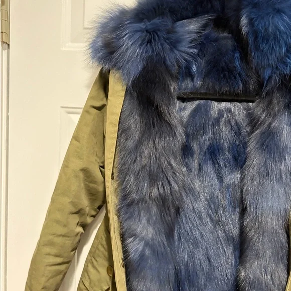 Lola and the Boys- Girls Utility Jacket with Blue Faux Fur removable lining - Picture 11 of 12